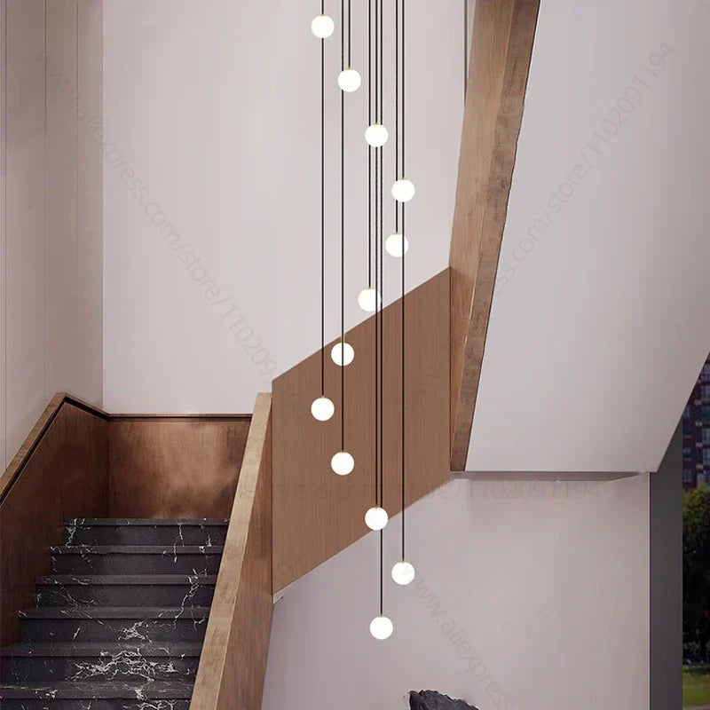 Elegant LED Staircase Chandelier - Illuminate Your Duplex Apartment with Modern Luxury