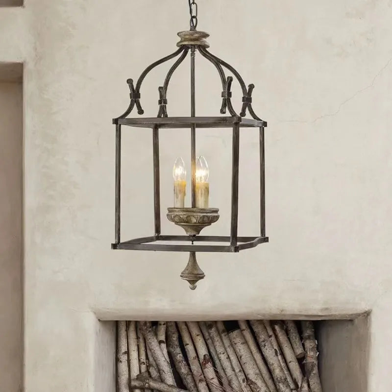 Creative American Iron E14 Chandelier Light Porch Restaurant Kitchen Coffee Shop Bedroom Personality Light Design Lamps