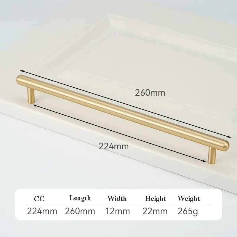 Satin Gold Brass Wardrobe Handles – Modern Drawer Knobs and Cabinet Bar Pulls (50mm-260mm)