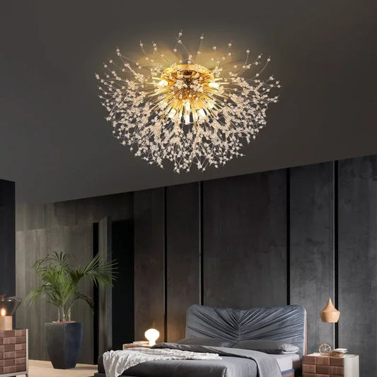 Nordic Dandelion LED Chandelier Ceiling Lamp - Sparkling Ball and Snowflake Ceiling Lights - Perfect for Living Room, Bedroom, and Dining - Indoor Lighting