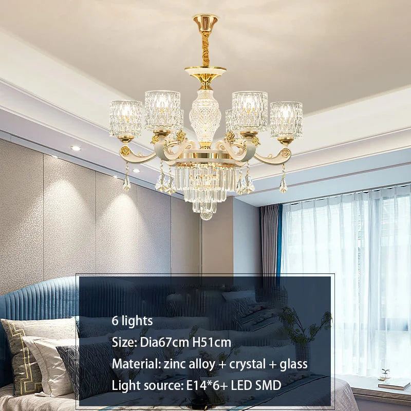 Elegant European Style Crystal Chandelier - A Light Luxury Atmosphere Fixture for Living Rooms, Bedrooms, Dining Areas, and Villas