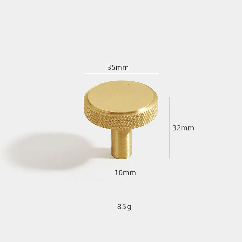 Solid Brass Knurled Furniture Handles – Textured Cabinet Knobs and Wardrobe Pull Bars