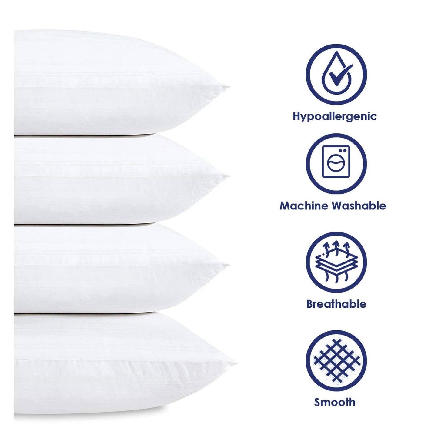 Set of 4 - Standard size Down Alternative Pillows - Machine Washable