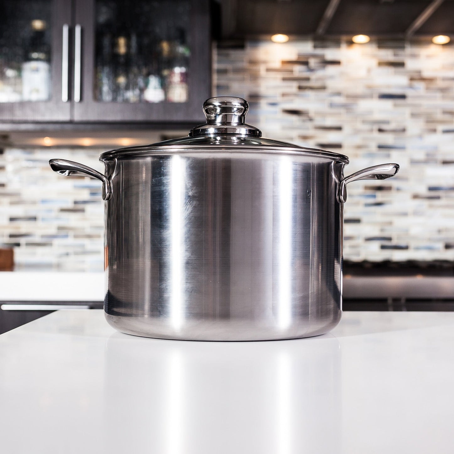 Premium Clad 7.9 qt Stock Pot with Glass Lid - Induction