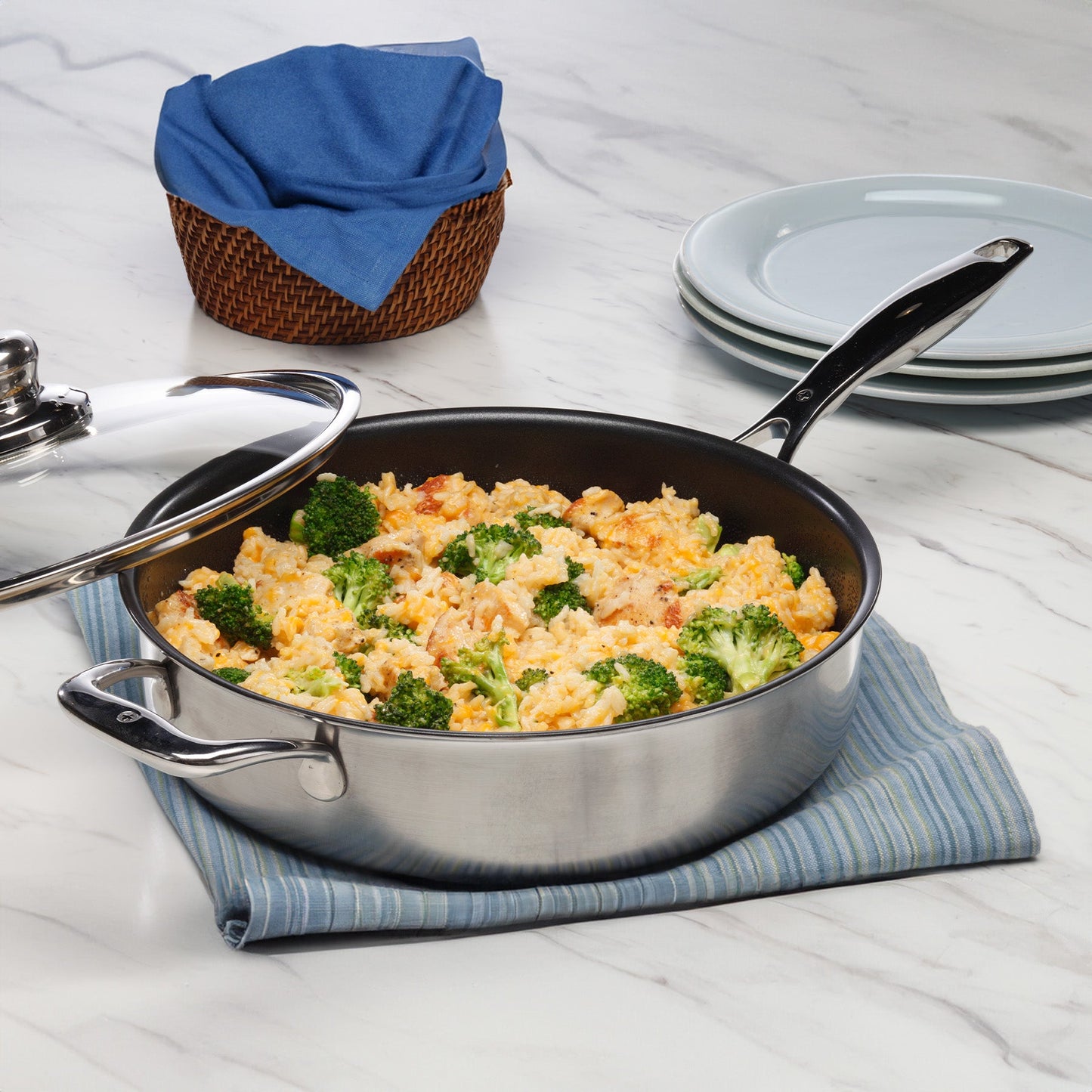 Nonstick Clad 3.1 qt Saute Pan with Glass Lid - Induction