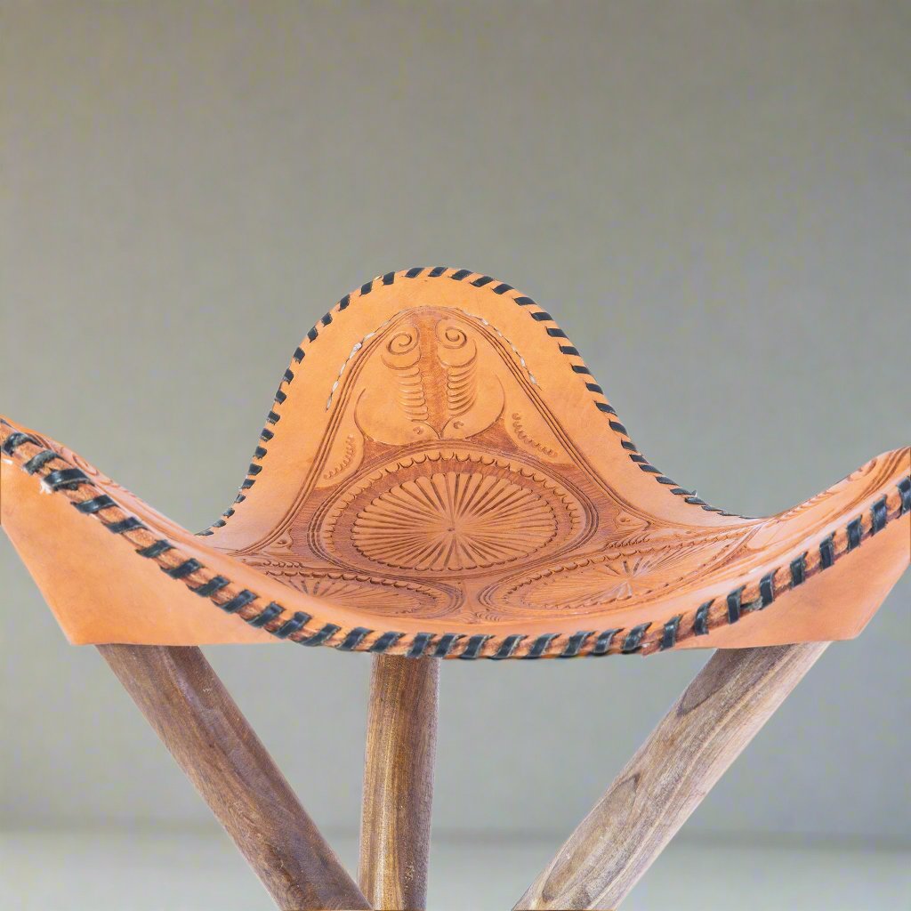 Caballero | Hand-tooled Leather Picnic Stool