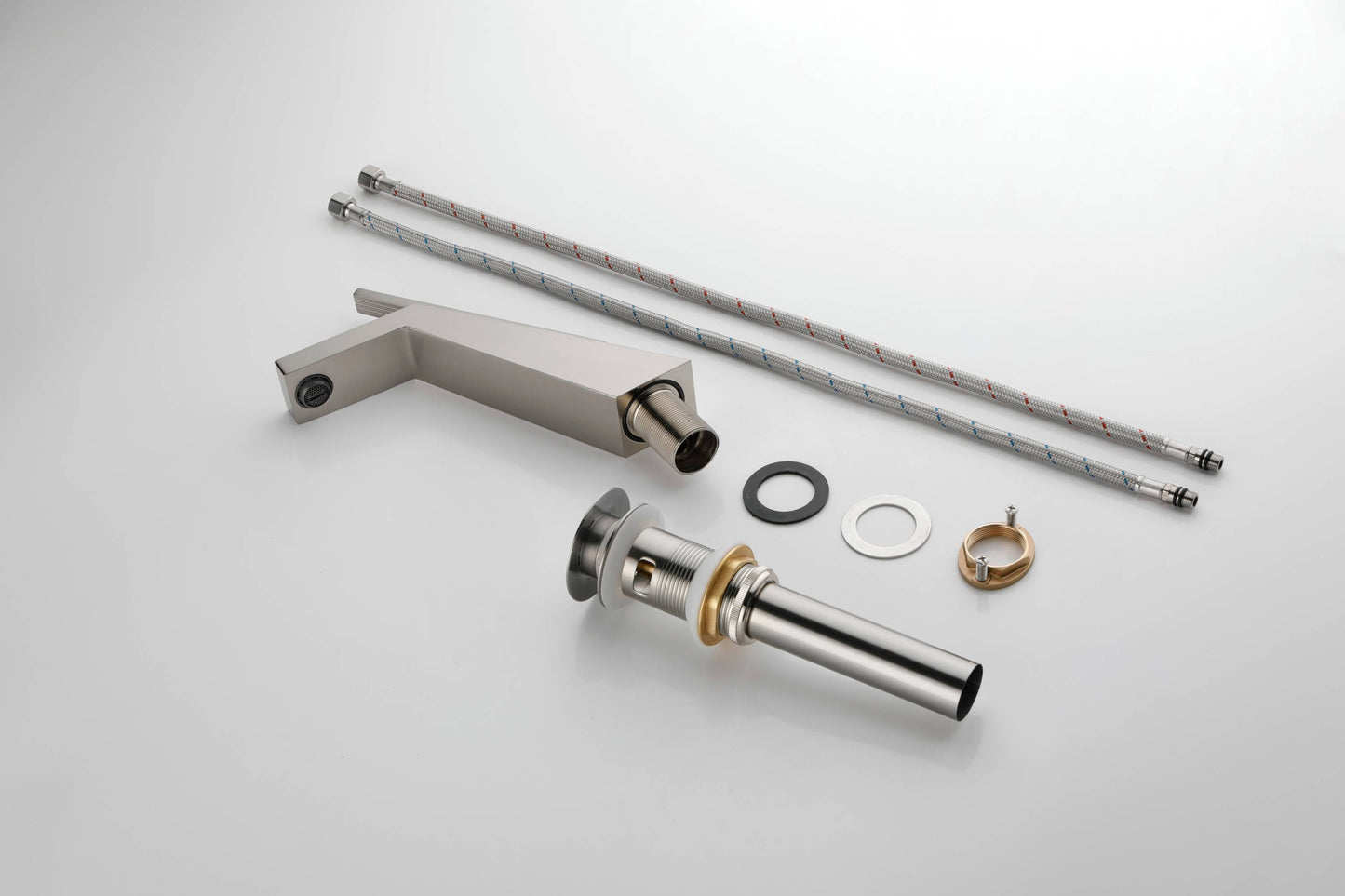 Brushed Gold or matte black or brushed nickel Bathroom Sink Faucet single handle with pop up overflow brass drain