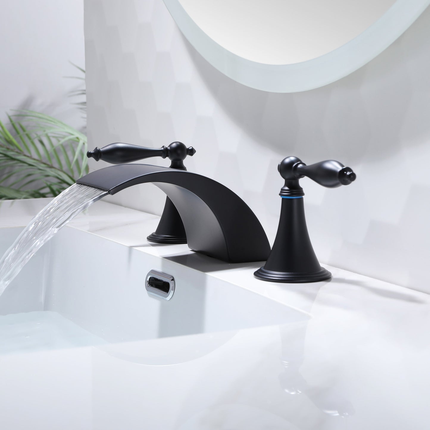 Oil Rubbed Bronze or Brushed Gold or Matte Black Waterfall Bathroom Sink Faucet with Pop-Up Drain