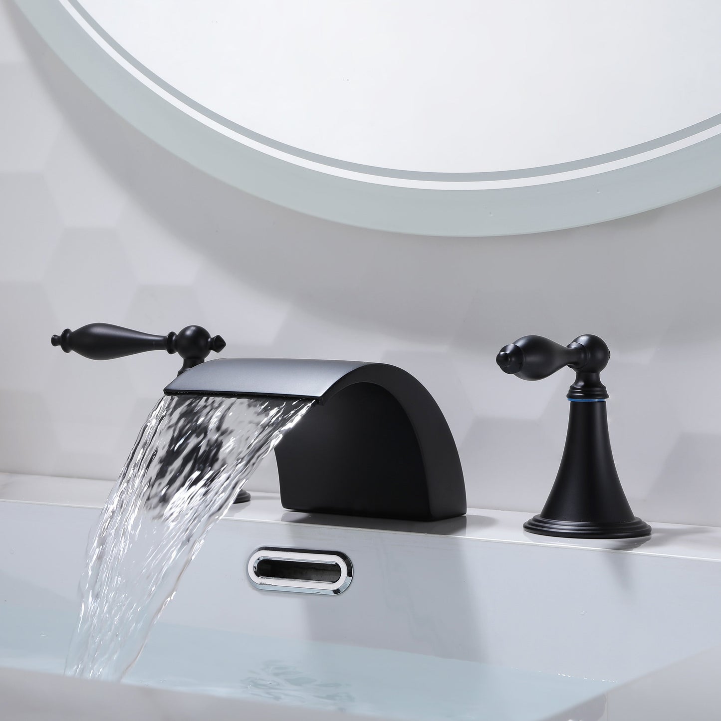 Oil Rubbed Bronze or Brushed Gold or Matte Black Waterfall Bathroom Sink Faucet with Pop-Up Drain