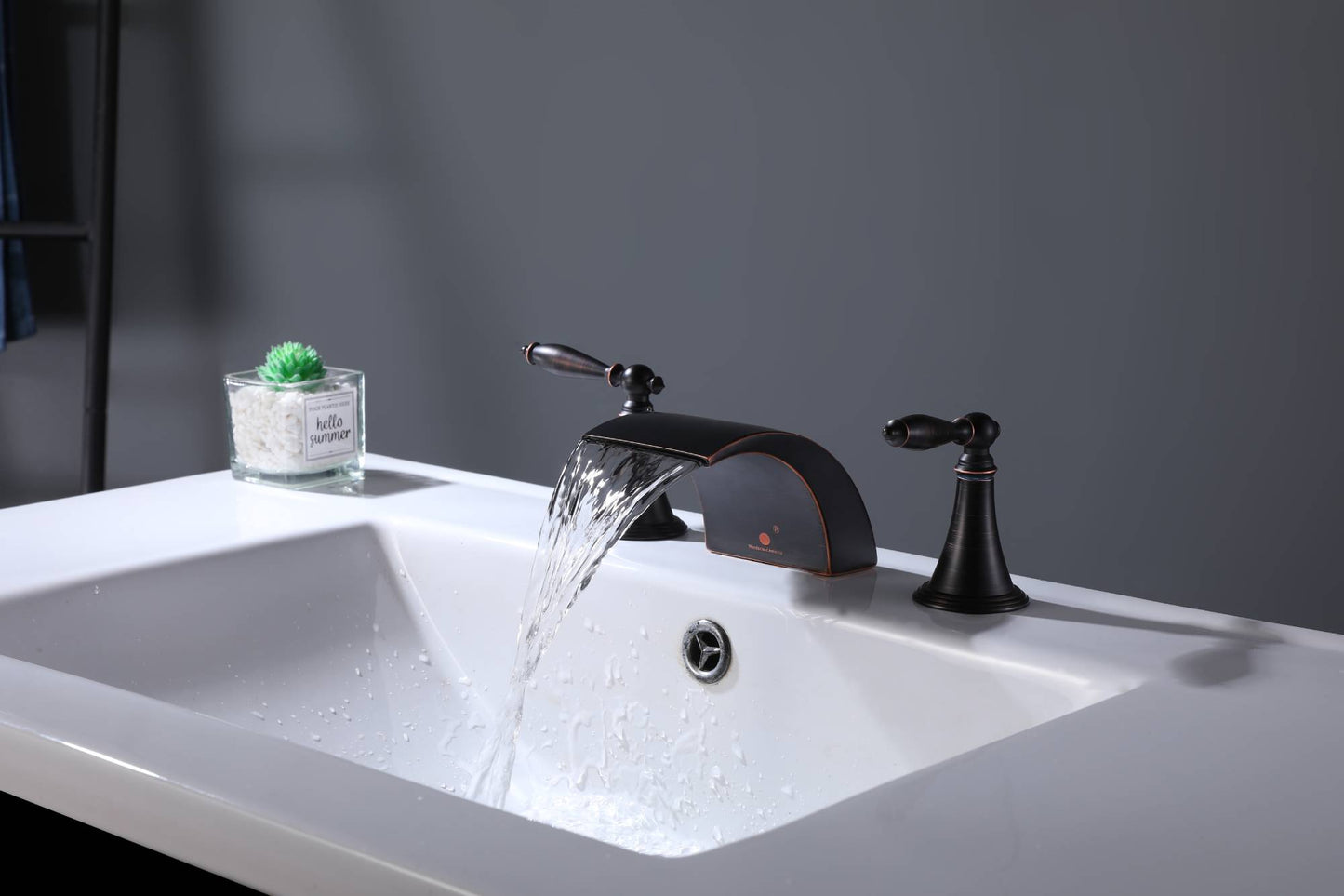 Oil Rubbed Bronze or Brushed Gold or Matte Black Waterfall Bathroom Sink Faucet with Pop-Up Drain