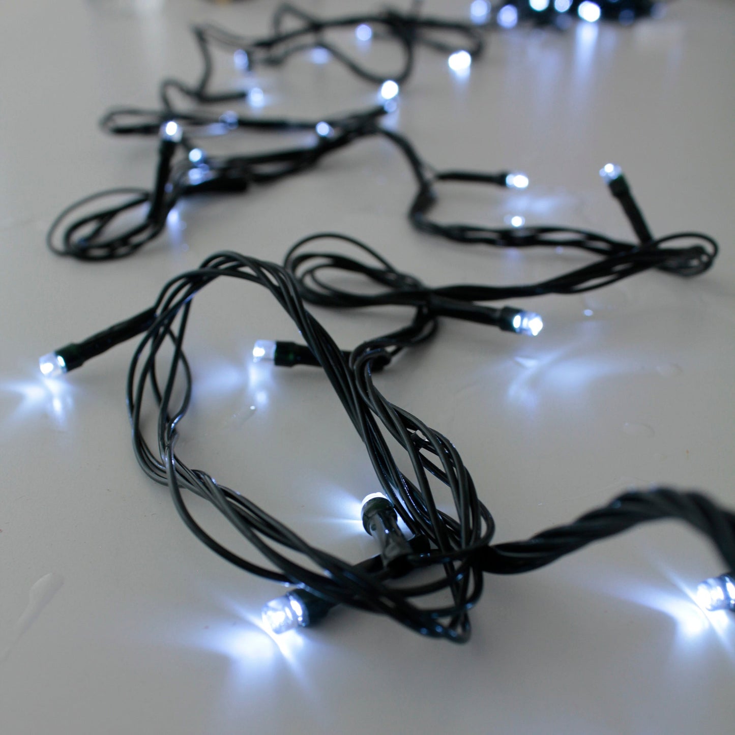100 LED Green Wire String Light with connector Waterproof - White