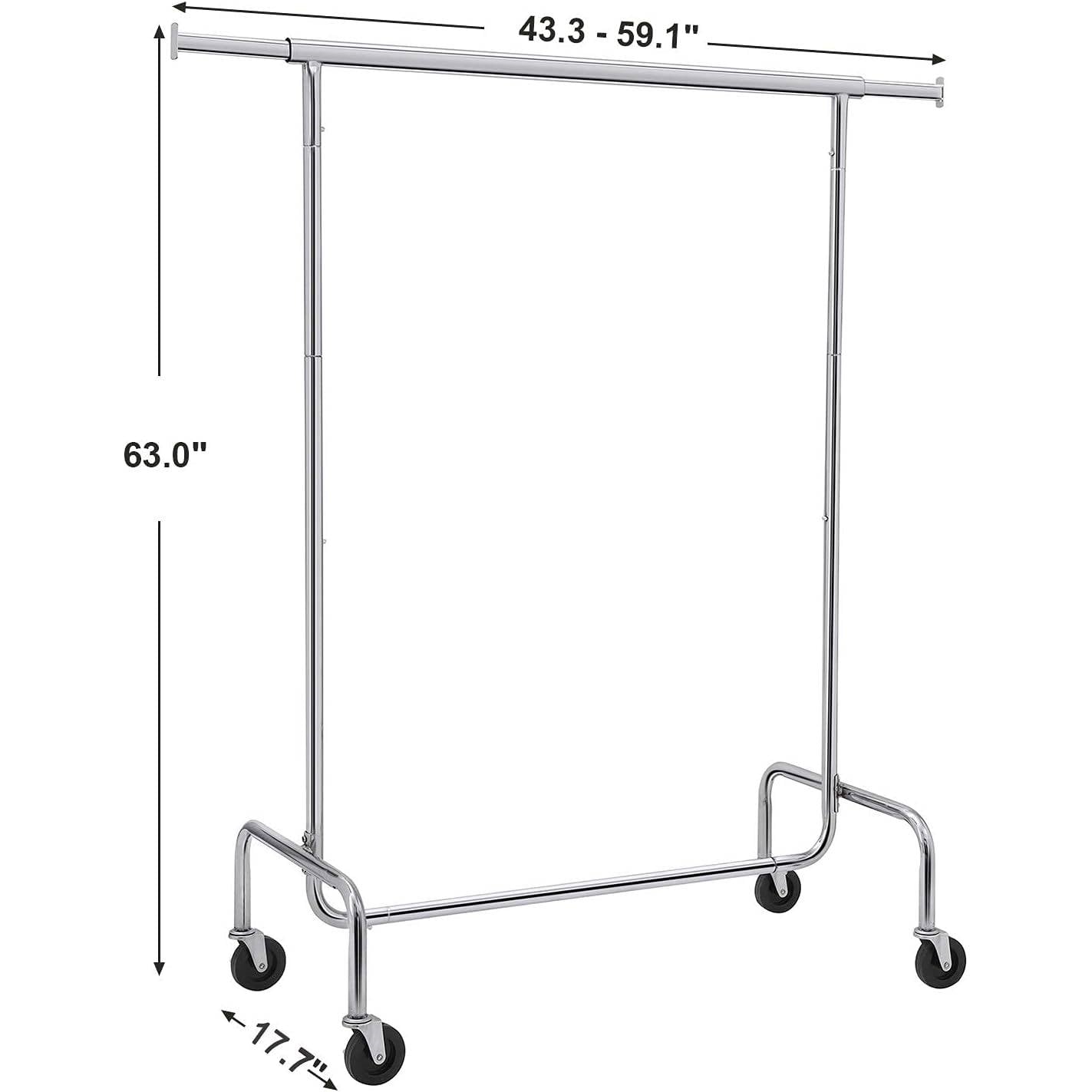 Heavy Duty Metal Tube Clothes Garment Rack on Wheels with 286 lb. Capacity