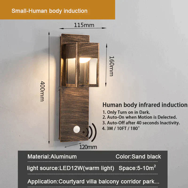 Charlotte's IP67 Waterproof Outdoor LED Wall Light with Motion Sensor - Stylish Garden and Porch Sconce