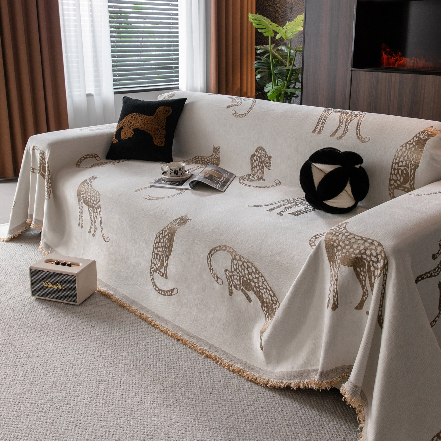 Leopard Sofa Cover Blanket Stylish Furniture Protector Throw for Couches & Loveseats