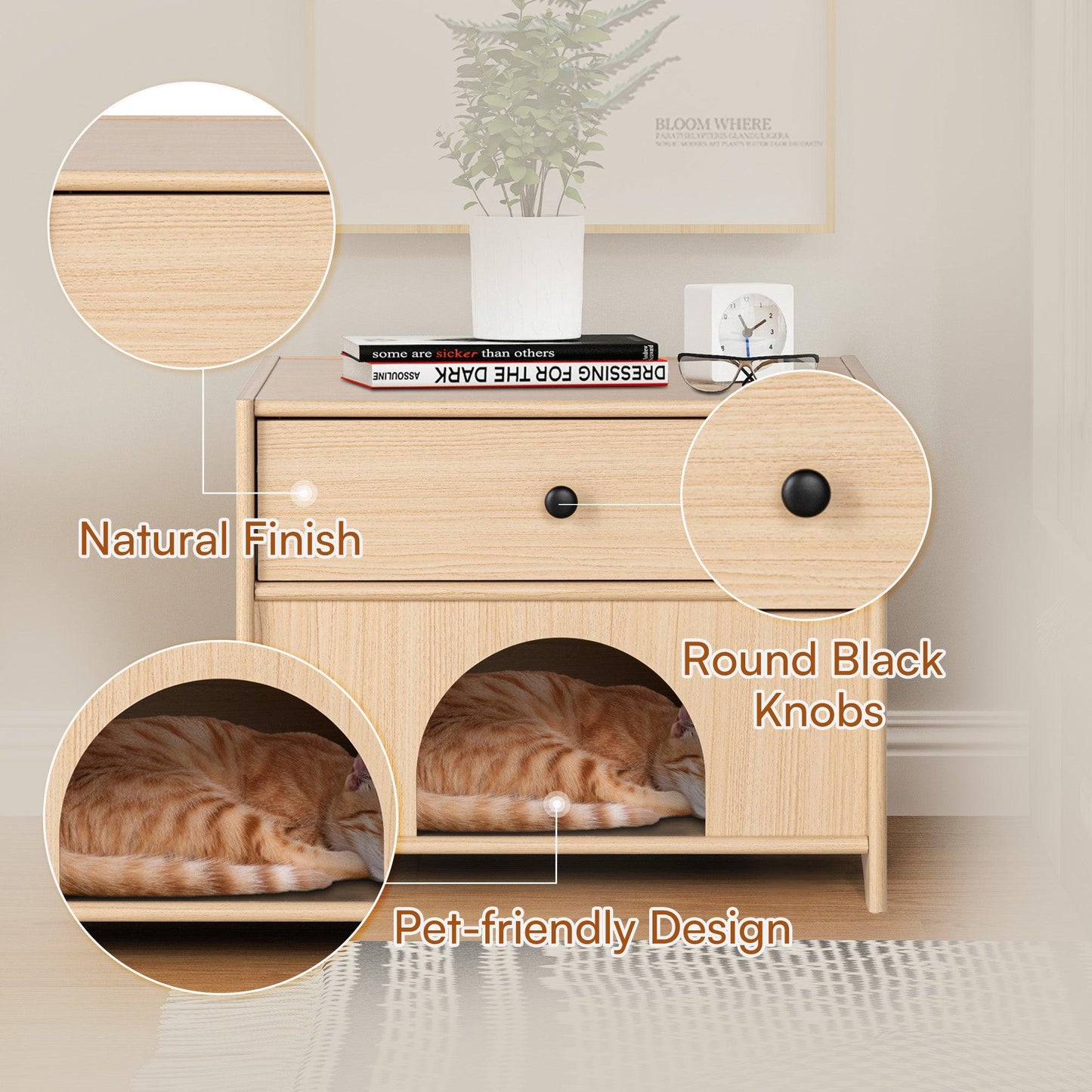 Travis Modern Natural 22-inch Side Table with Pet-Friendly Nook