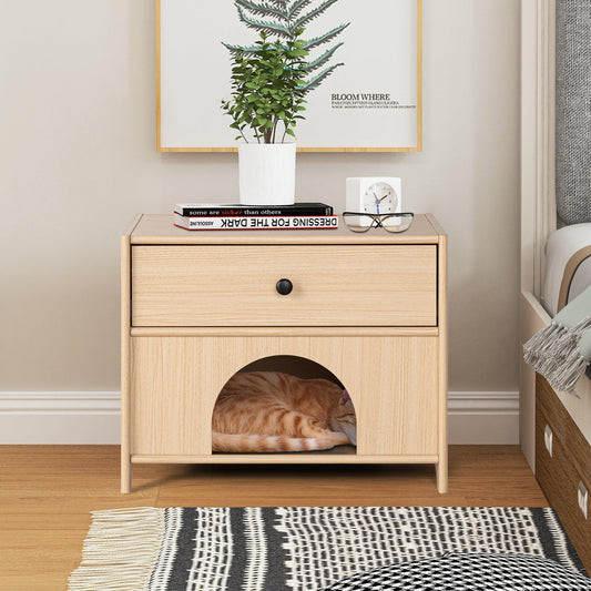 Travis Modern Natural 22-inch Side Table with Pet-Friendly Nook