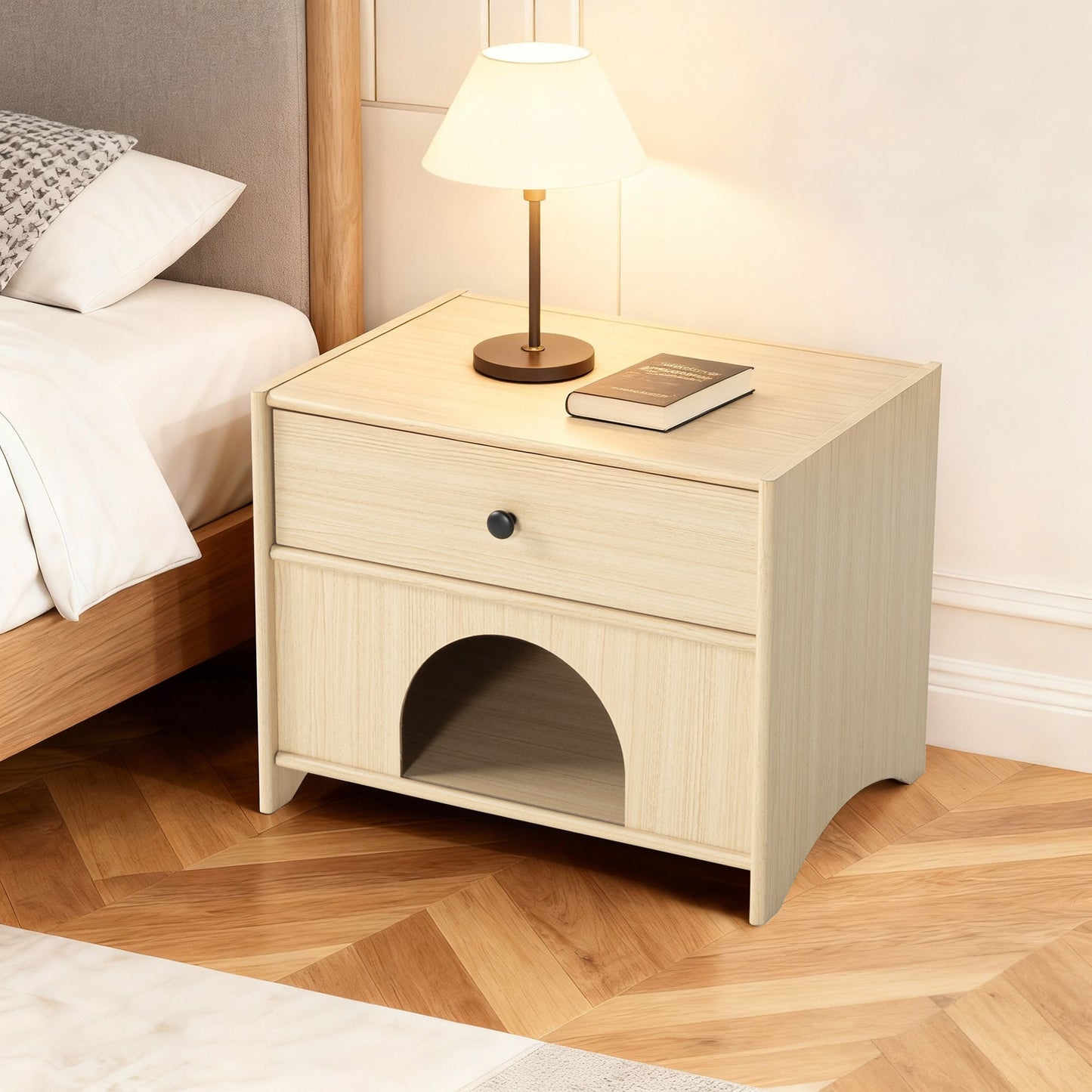 Travis Modern Natural 22-inch Side Table with Pet-Friendly Nook