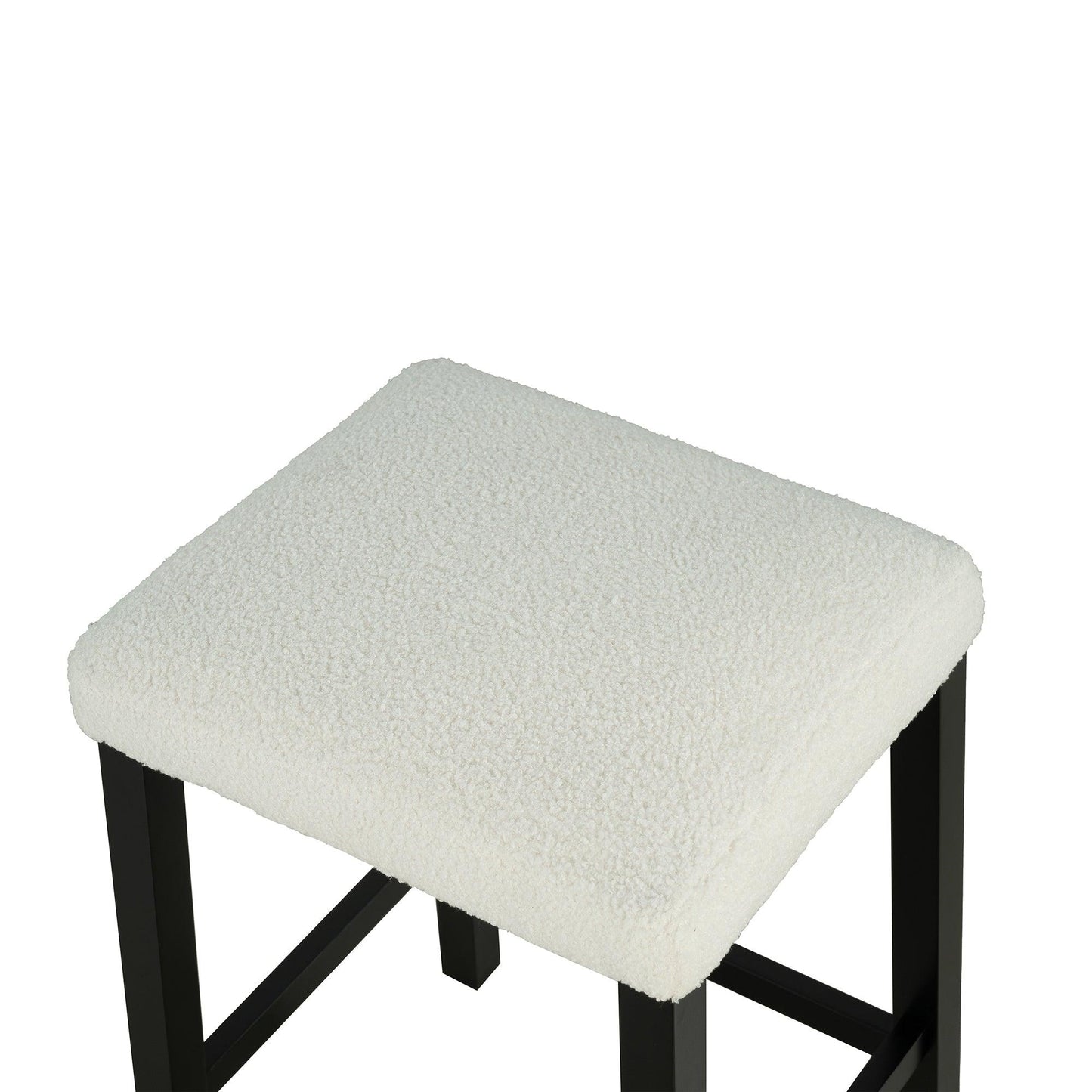 36" Modern Dining Table Set with 2 Stool, High Gloss Table Top, USB-A & USB-C Charging Ports