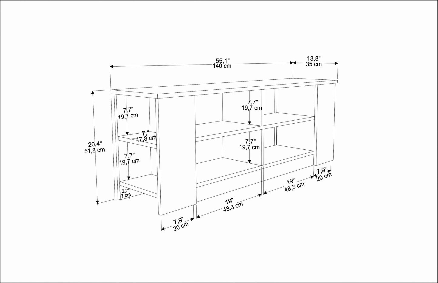 Space 55" Wide TV Stand for TVs up to 65'' | Media Console