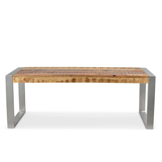 Reclaimed wood Bench with Silver Metal legs