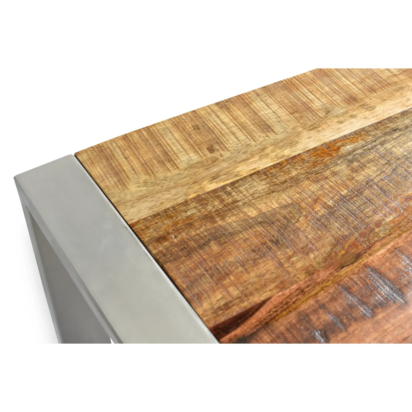 Reclaimed wood Bench with Silver Metal legs