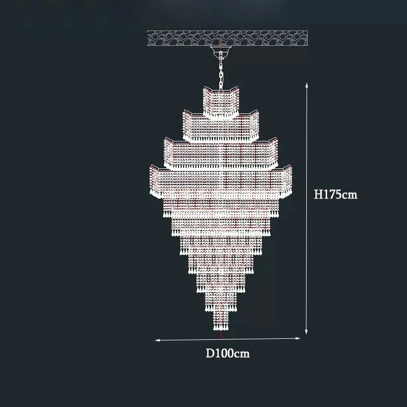 Modern Luxury Long Chandelier - Opulent Illumination for Staircases, Villa Lobbies, High Ceilings, and Grand Spaces