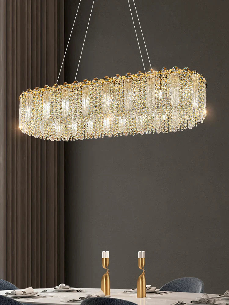Elegant Feather Crystal Chandelier - A Light Luxury Masterpiece for Bedrooms, Living Rooms, Restaurants, and Villas