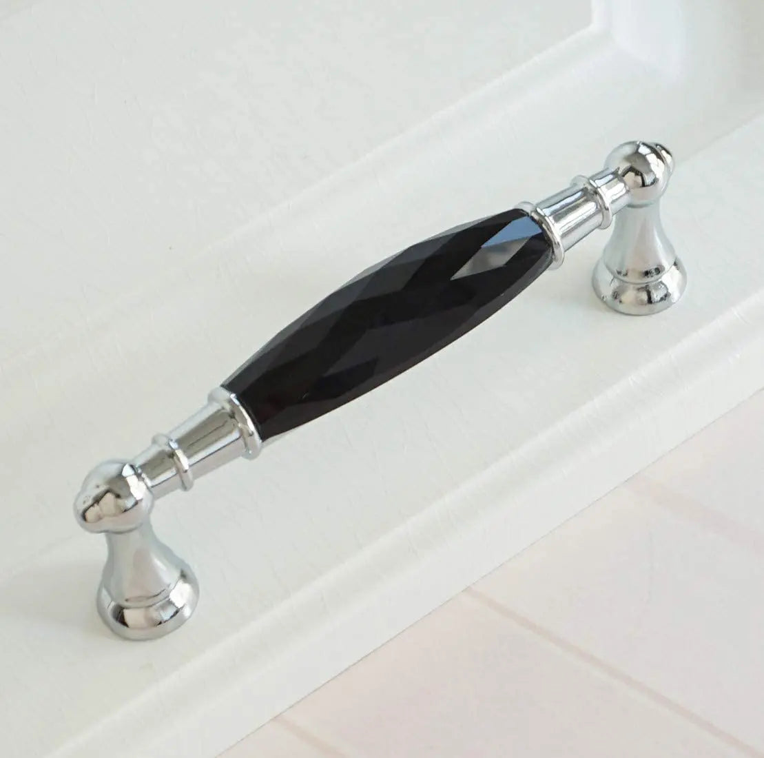 Modern Crystal Glass Drawer Handles – Gold and Black Cabinet Pulls for Dressers and Cupboards (96mm/128mm)