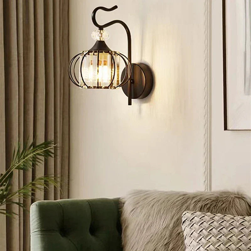 Modern Luxury Gold Wall Lamp - Nordic Creative Crystal Sconce for Living Room, Hallway, Bedside, and Indoor Decoration with Metal LED Wall Light