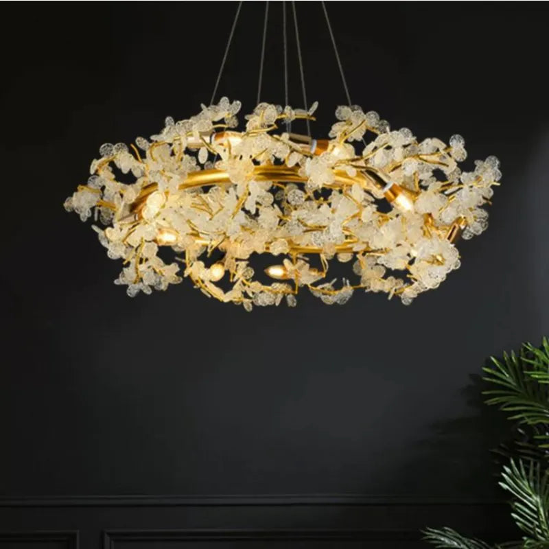 Circle Branch Crystal Chandelier - Luxury LED Lighting for Living Rooms, Restaurants, and Hotel Decorative Elegance