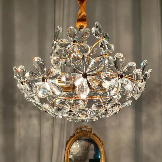 Elegant Crystal Flower Chandelier - New Style Dream with French Pastoral and American Retro Flair for Bedroom and Dining Room