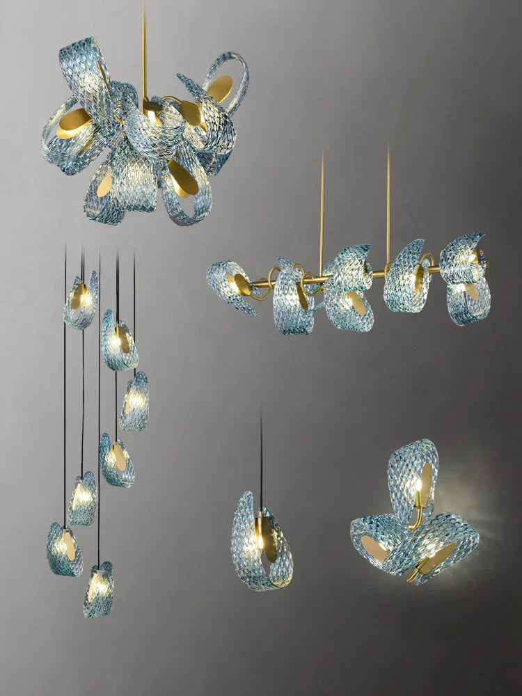 Modern Glass Decorative Ceiling Lights - Light Luxury Design in Yellow, Copper, and Blue for Bedrooms, Living Rooms, and Dining Areas