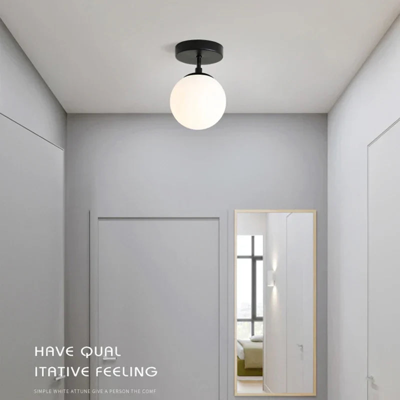 Modern Round Glass Ball Ceiling Lamp - Aisle and Corridor Surface Mounted Decor Ceiling Lights with Milky Frosted Glass Cover (G9/E27)