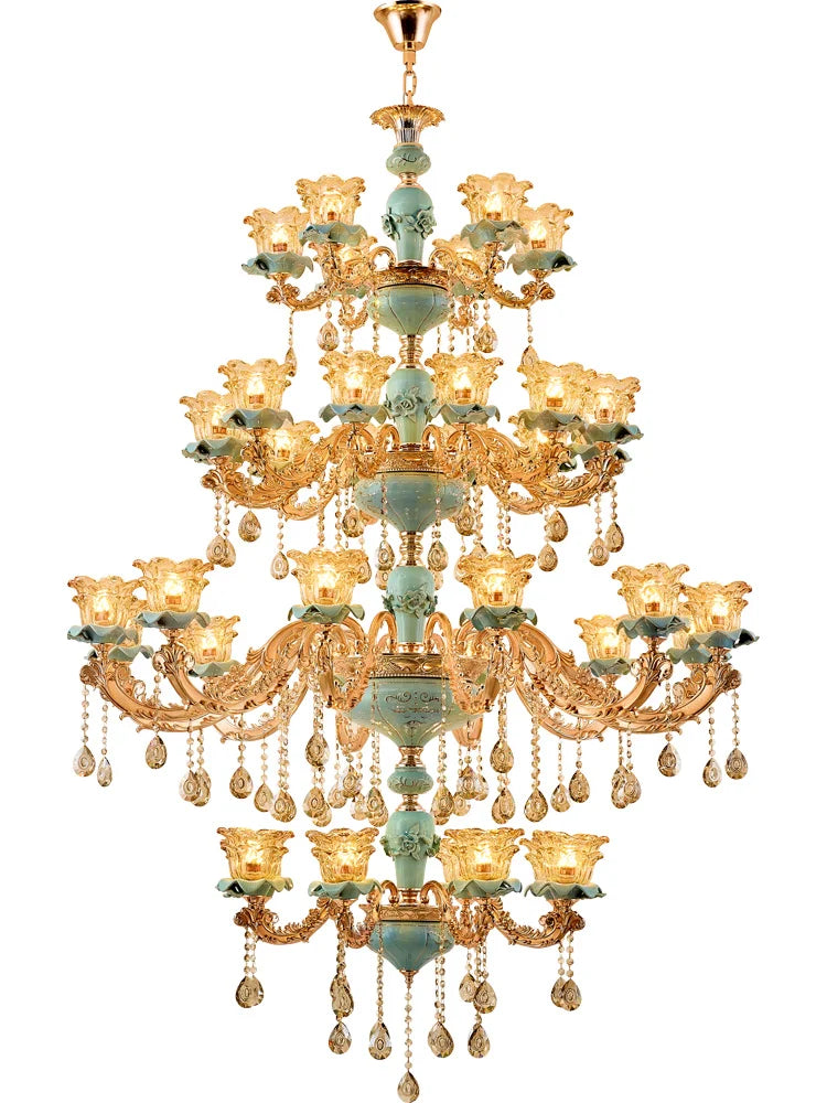 European-Style Duplex Building Chandelier - Elegance for Living Rooms, Hotels, and Ceramic Staircases