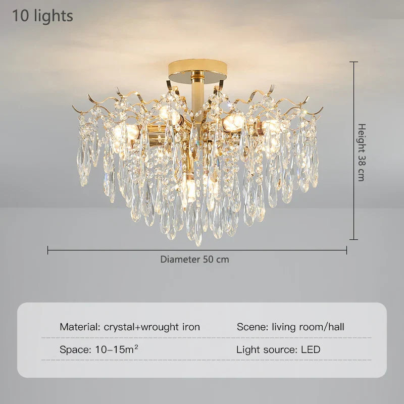 Elegant French Light Luxury Crystal Chandelier - Ideal for Atmosphere in Living and Dining Rooms - New Nordic Design