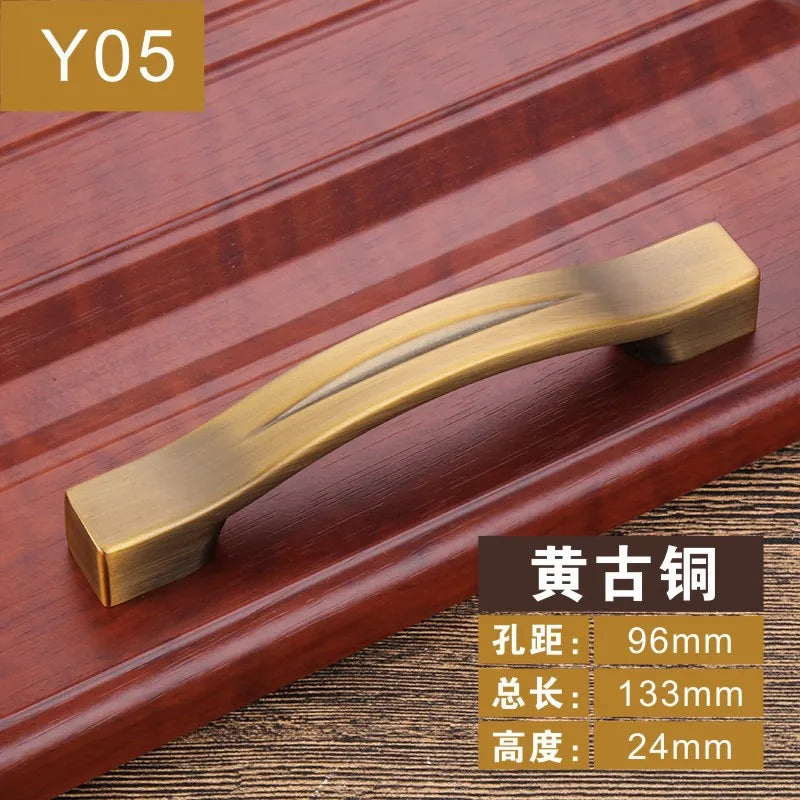 Antique Yellow Bronze Cabinet Handles - Brushed Vintage Drawer Pulls for Kitchen and Wardrobe Doors