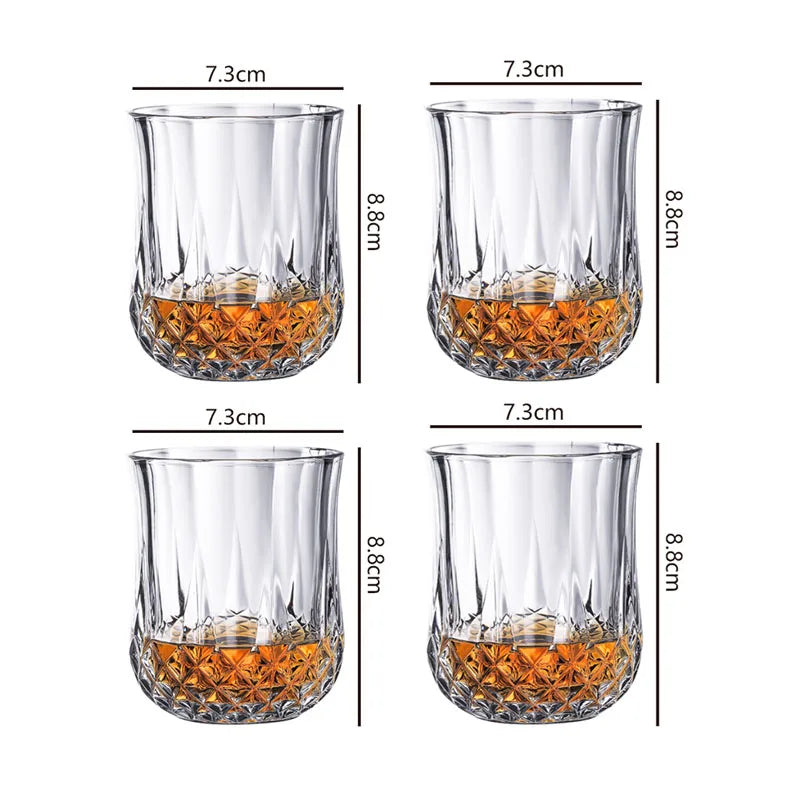 Dlight Decor 4pc Diamond Cut Glass Set 215ml Clear