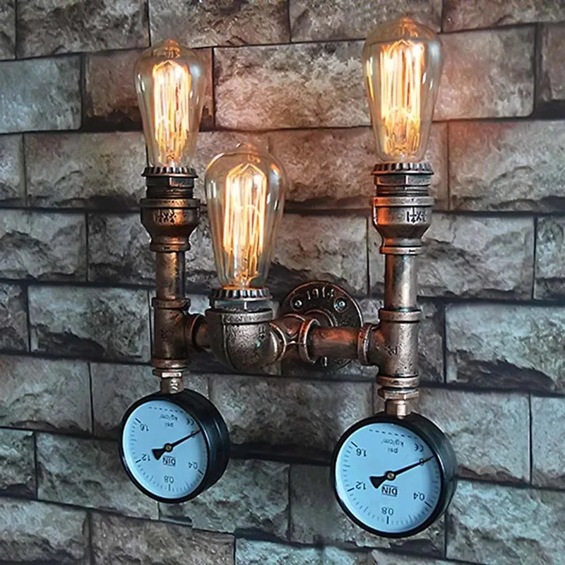 Vintage Retro LOFT Industrial Wall Light - Unique Water Pipe Gear LED Wall Lamp for Restaurant, Bar, and More