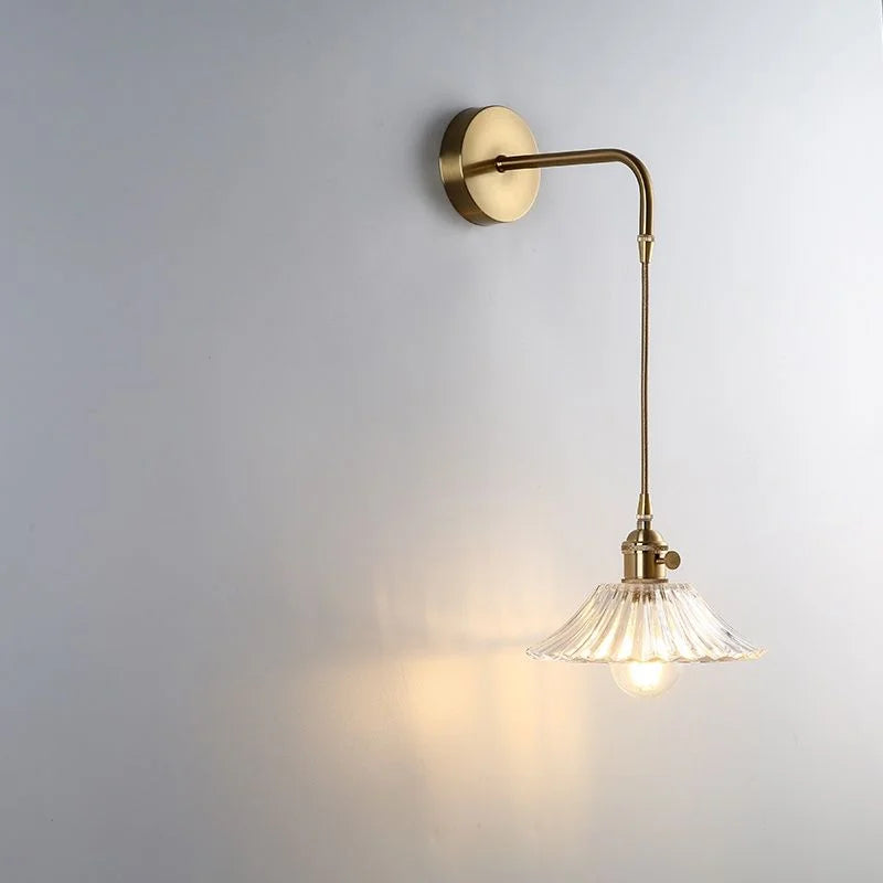 Modern Glass Wall Sconce Light Fixture - Elegant Bedroom, Restaurant, and Corridor Decor with Copper Flower Plug