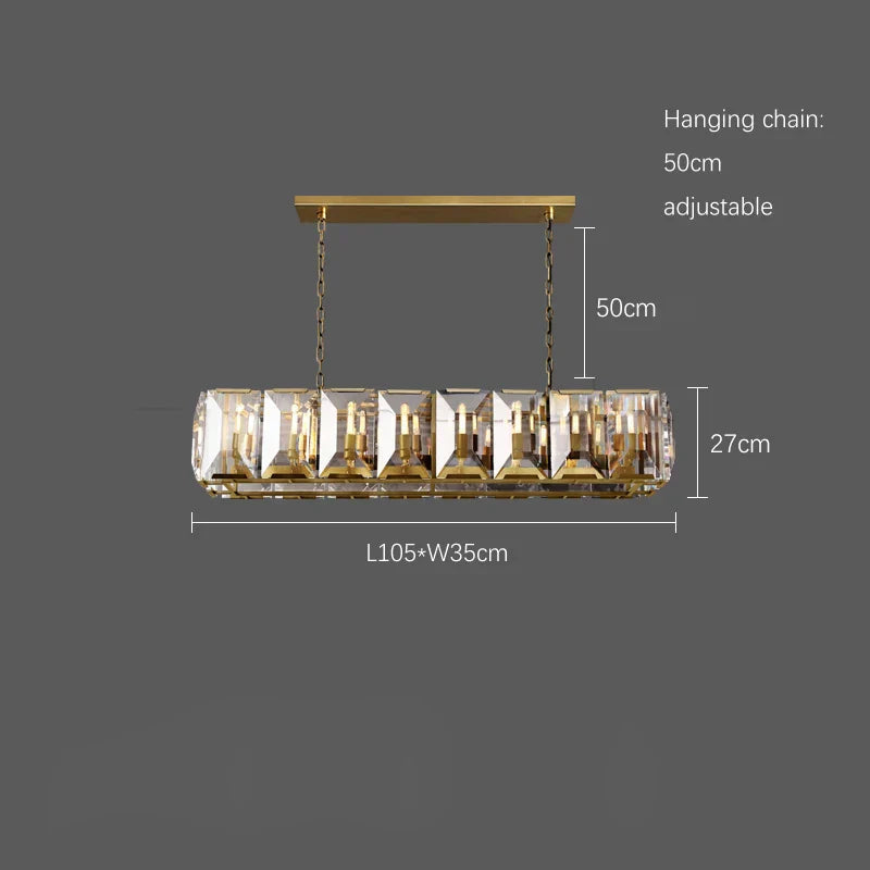 Timeless Classic American LED Crystal Chandelier - Available in Gold, Silver, and Black Finishes, Perfect for Dining Rooms