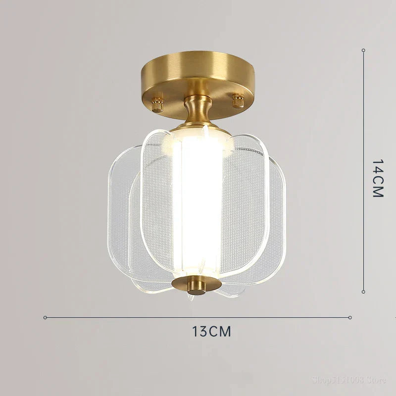 Sleek Modern LED Copper Ceiling Light - Stylish Home Decor Lighting for Living Spaces, Corridors, Balconies, and More