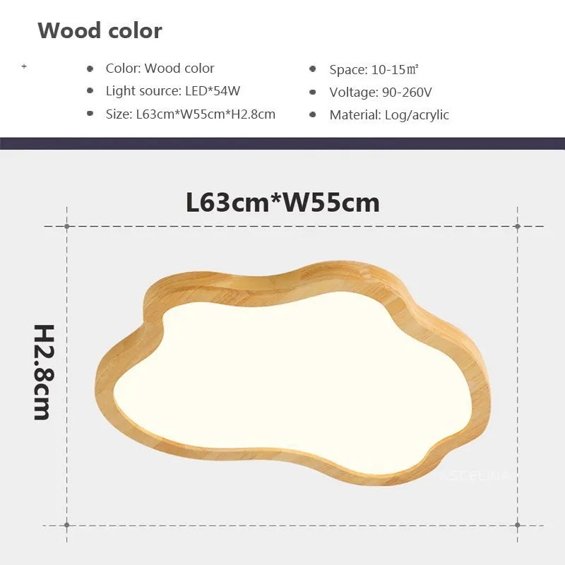 Nordic LED Wooden Ceiling Light - Modern Log Cloud Lamps - Ideal for Bedroom Decor, Living Room, Hall, and Hotel - Stylish Indoor Lighting Fixture