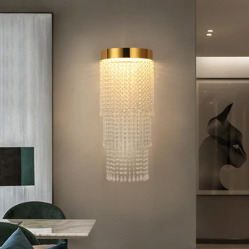 Hannah - Gold Chrome Crystal Wall Lamp  Bedroom Light Modern Creative Design Wall Scones Luxury Home Decor Indoor Cristal Bedside Lustre