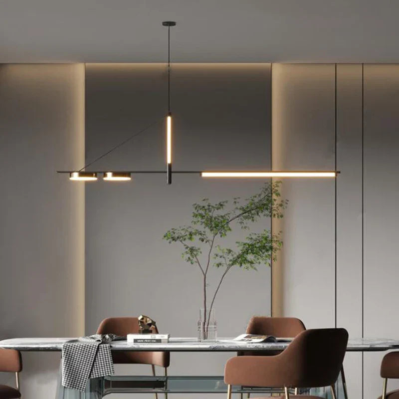 Contemporary LED Pendant Lights - Elegant Black Chandelier for Living, Dining, and Kitchen Tables
