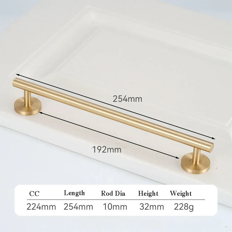 France Satin Gold Cabinet Handles – Solid Brass Kitchen Drawer Knobs and Door Pulls (130mm-510mm)