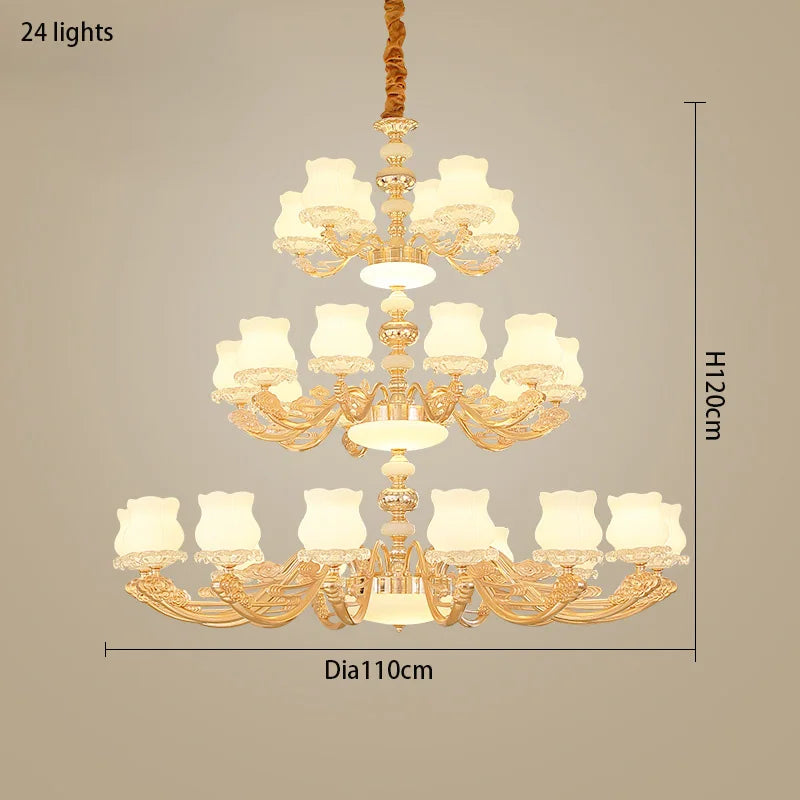 European Style Duplex Building Chandelier - Simple Elegance for Large Living Rooms, Hallways, and Staircases