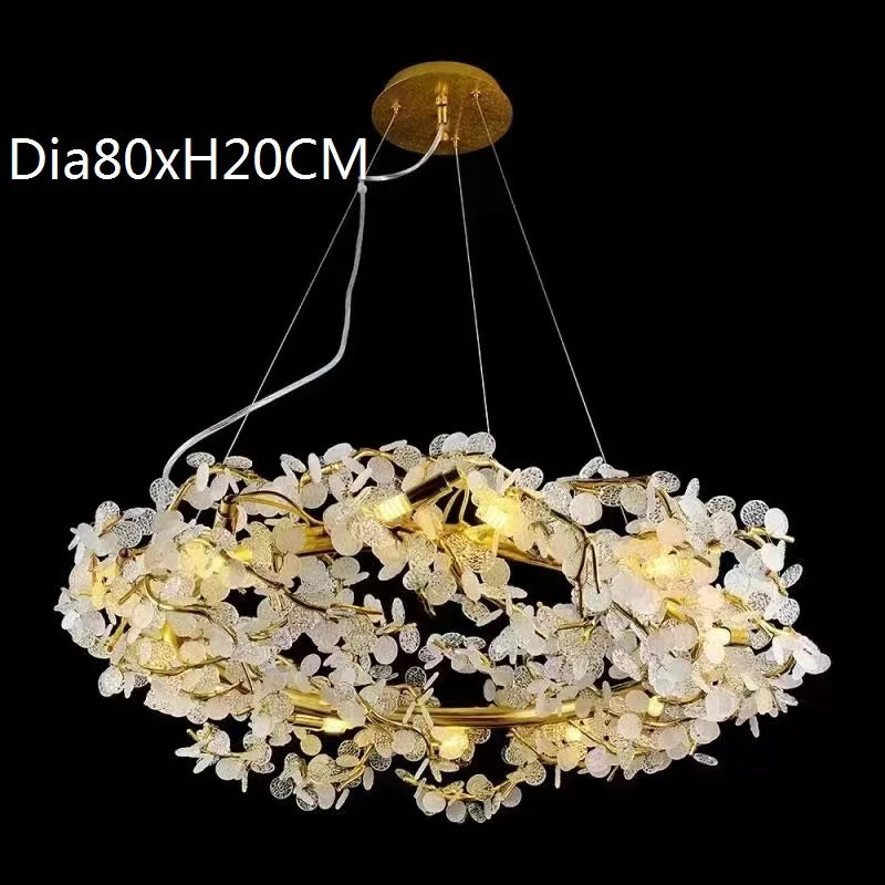 Circle Branch Crystal Chandelier - Luxury LED Lighting for Living Rooms, Restaurants, and Hotel Decorative Elegance