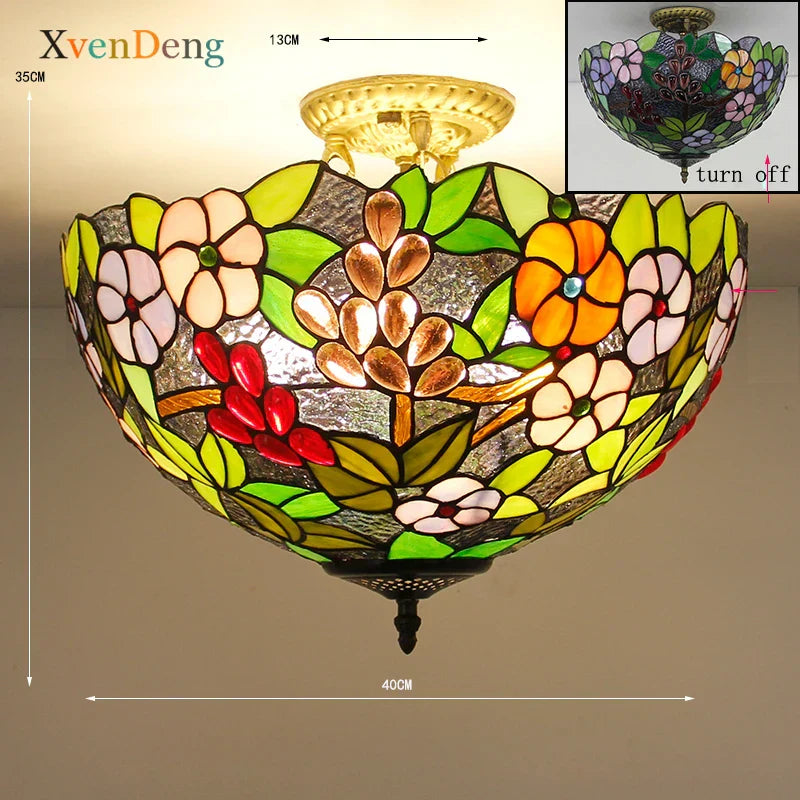 Vintage Mediterranean Tiffany Stained Glass Ceiling Lights - Elegance for Living Rooms, Bedrooms, Kitchens, and More
