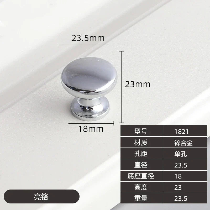 Modern Zinc Alloy Drawer Knobs - Single Hole Cabinet Handles for Dresser and Shoe Cabinets