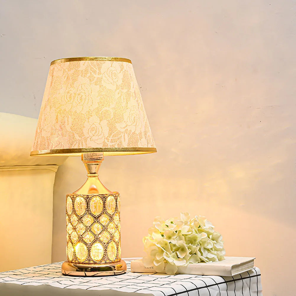 European Luxury Crystal Table Lamp - Warm and Romantic Bedroom Nightstand Decoration Light